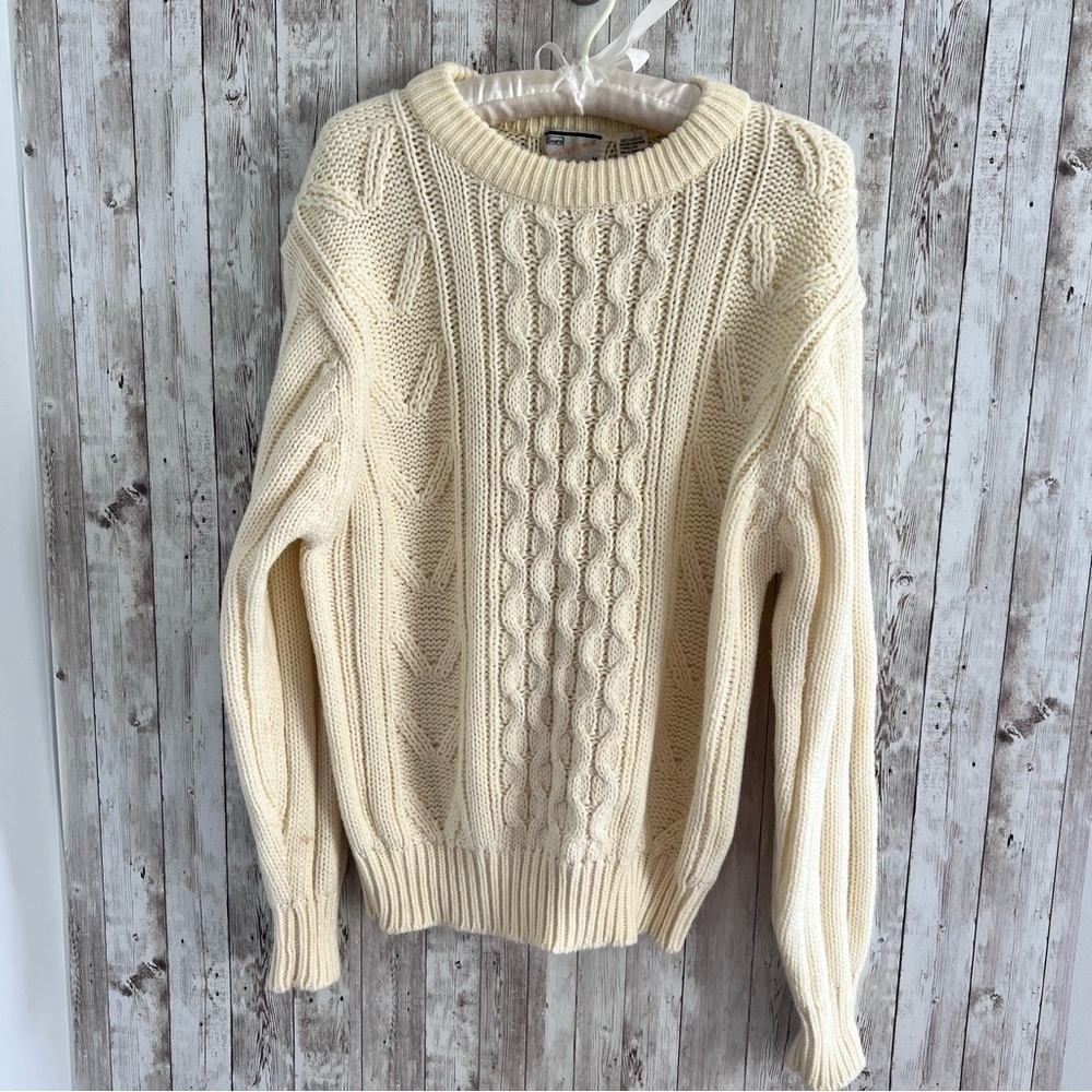 Vintage Cream Sears Men’s Sportswear Cable-Knit Sweater